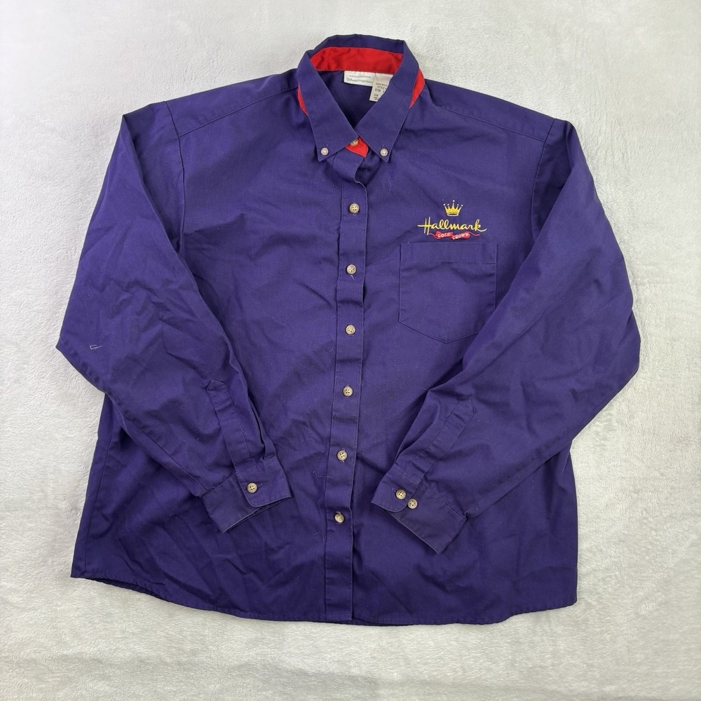 VTG Disney Hallmark Gold Crown Purple Long Sleeve Button Up Collared Shirt XL